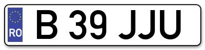 Placuta inmatriculare numar auto  B-39-JJU, B 39 JJU, B39JJU