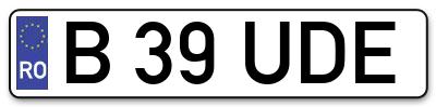 Placuta inmatriculare numar auto  B-39-UDE, B 39 UDE, B39UDE