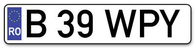 Placuta inmatriculare numar auto  B-39-WPY, B 39 WPY, B39WPY
