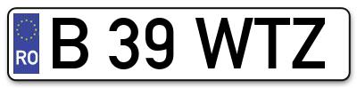 Placuta inmatriculare numar auto  B-39-WTZ, B 39 WTZ, B39WTZ