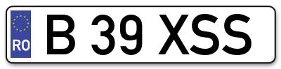 Placuta inmatriculare numar auto  B-39-XSS, B 39 XSS, B39XSS