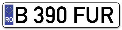 Placuta inmatriculare numar auto  B-390-FUR, B 390 FUR, B390FUR