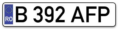 Placuta inmatriculare numar auto  B-392-AFP, B 392 AFP, B392AFP