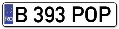 Placuta inmatriculare numar auto  B-393-POP, B 393 POP, B393POP