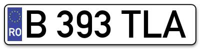 Placuta inmatriculare numar auto  B-393-TLA, B 393 TLA, B393TLA