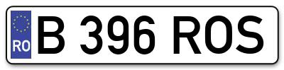 Placuta inmatriculare numar auto  B-396-ROS, B 396 ROS, B396ROS