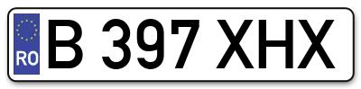 Placuta inmatriculare numar auto  B-397-XHX, B 397 XHX, B397XHX