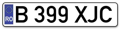 Placuta inmatriculare numar auto  B-399-XJC, B 399 XJC, B399XJC