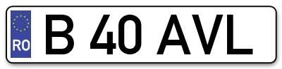 Placuta inmatriculare numar auto  B-40-AVL, B 40 AVL, B40AVL