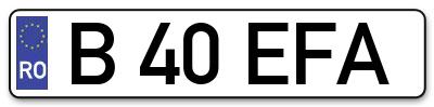 Placuta inmatriculare numar auto  B-40-EFA, B 40 EFA, B40EFA