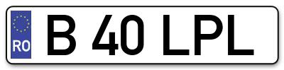 Placuta inmatriculare numar auto  B-40-LPL, B 40 LPL, B40LPL