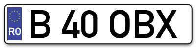 Placuta inmatriculare numar auto  B-40-OBX, B 40 OBX, B40OBX