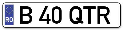 Placuta inmatriculare numar auto  B-40-QTR, B 40 QTR, B40QTR