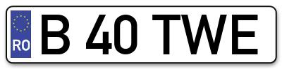 Placuta inmatriculare numar auto  B-40-TWE, B 40 TWE, B40TWE