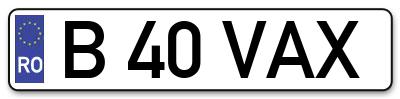 Placuta inmatriculare numar auto  B-40-VAX, B 40 VAX, B40VAX