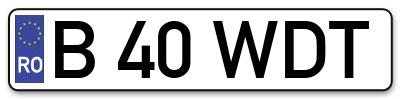 Placuta inmatriculare numar auto  B-40-WDT, B 40 WDT, B40WDT