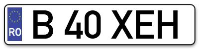 Placuta inmatriculare numar auto  B-40-XEH, B 40 XEH, B40XEH