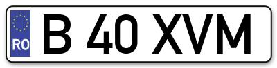Placuta inmatriculare numar auto  B-40-XVM, B 40 XVM, B40XVM
