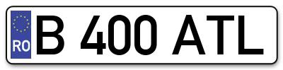 Placuta inmatriculare numar auto  B-400-ATL, B 400 ATL, B400ATL