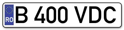 Placuta inmatriculare numar auto  B-400-VDC, B 400 VDC, B400VDC