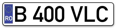Placuta inmatriculare numar auto  B-400-VLC, B 400 VLC, B400VLC