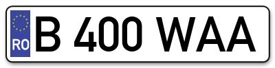 Placuta inmatriculare numar auto  B-400-WAA, B 400 WAA, B400WAA