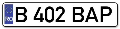 Placuta inmatriculare numar auto  B-402-BAP, B 402 BAP, B402BAP