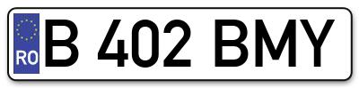 Placuta inmatriculare numar auto  B-402-BMY, B 402 BMY, B402BMY
