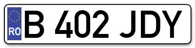 Placuta inmatriculare numar auto  B-402-JDY, B 402 JDY, B402JDY