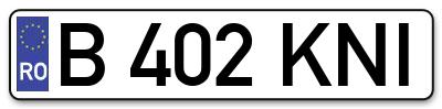 Placuta inmatriculare numar auto  B-402-KNI, B 402 KNI, B402KNI