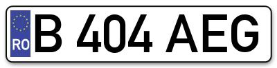 Placuta inmatriculare numar auto  B-404-AEG, B 404 AEG, B404AEG