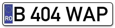 Placuta inmatriculare numar auto  B-404-WAP, B 404 WAP, B404WAP