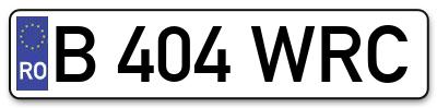 Placuta inmatriculare numar auto  B-404-WRC, B 404 WRC, B404WRC