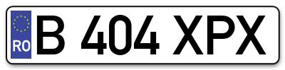 Placuta inmatriculare numar auto  B-404-XPX, B 404 XPX, B404XPX