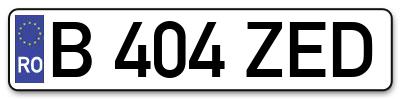 Placuta inmatriculare numar auto  B-404-ZED, B 404 ZED, B404ZED