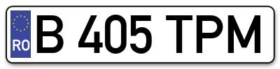 Placuta inmatriculare numar auto  B-405-TPM, B 405 TPM, B405TPM