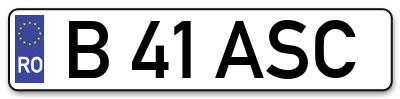 Placuta inmatriculare numar auto  B-41-ASC, B 41 ASC, B41ASC