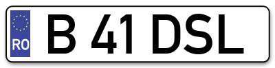 Placuta inmatriculare numar auto  B-41-DSL, B 41 DSL, B41DSL