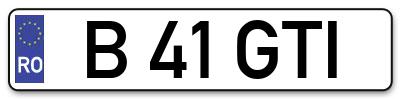 Placuta inmatriculare numar auto  B-41-GTI, B 41 GTI, B41GTI