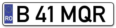 Placuta inmatriculare numar auto  B-41-MQR, B 41 MQR, B41MQR