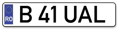 Placuta inmatriculare numar auto  B-41-UAL, B 41 UAL, B41UAL
