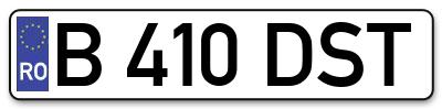 Placuta inmatriculare numar auto  B-410-DST, B 410 DST, B410DST