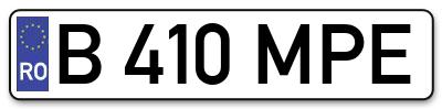 Placuta inmatriculare numar auto  B-410-MPE, B 410 MPE, B410MPE