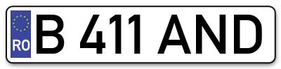 Placuta inmatriculare numar auto  B-411-AND, B 411 AND, B411AND