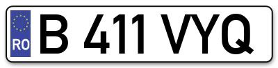 Placuta inmatriculare numar auto  B-411-VYQ, B 411 VYQ, B411VYQ