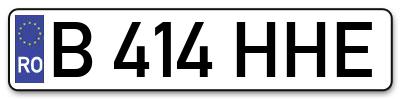 Placuta inmatriculare numar auto  B-414-HHE, B 414 HHE, B414HHE