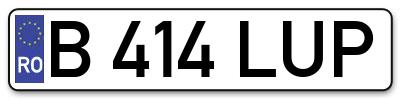 Placuta inmatriculare numar auto  B-414-LUP, B 414 LUP, B414LUP