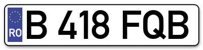 Placuta inmatriculare numar auto  B-418-FQB, B 418 FQB, B418FQB