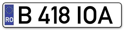 Placuta inmatriculare numar auto  B-418-IOA, B 418 IOA, B418IOA