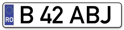 Placuta inmatriculare numar auto  B-42-ABJ, B 42 ABJ, B42ABJ